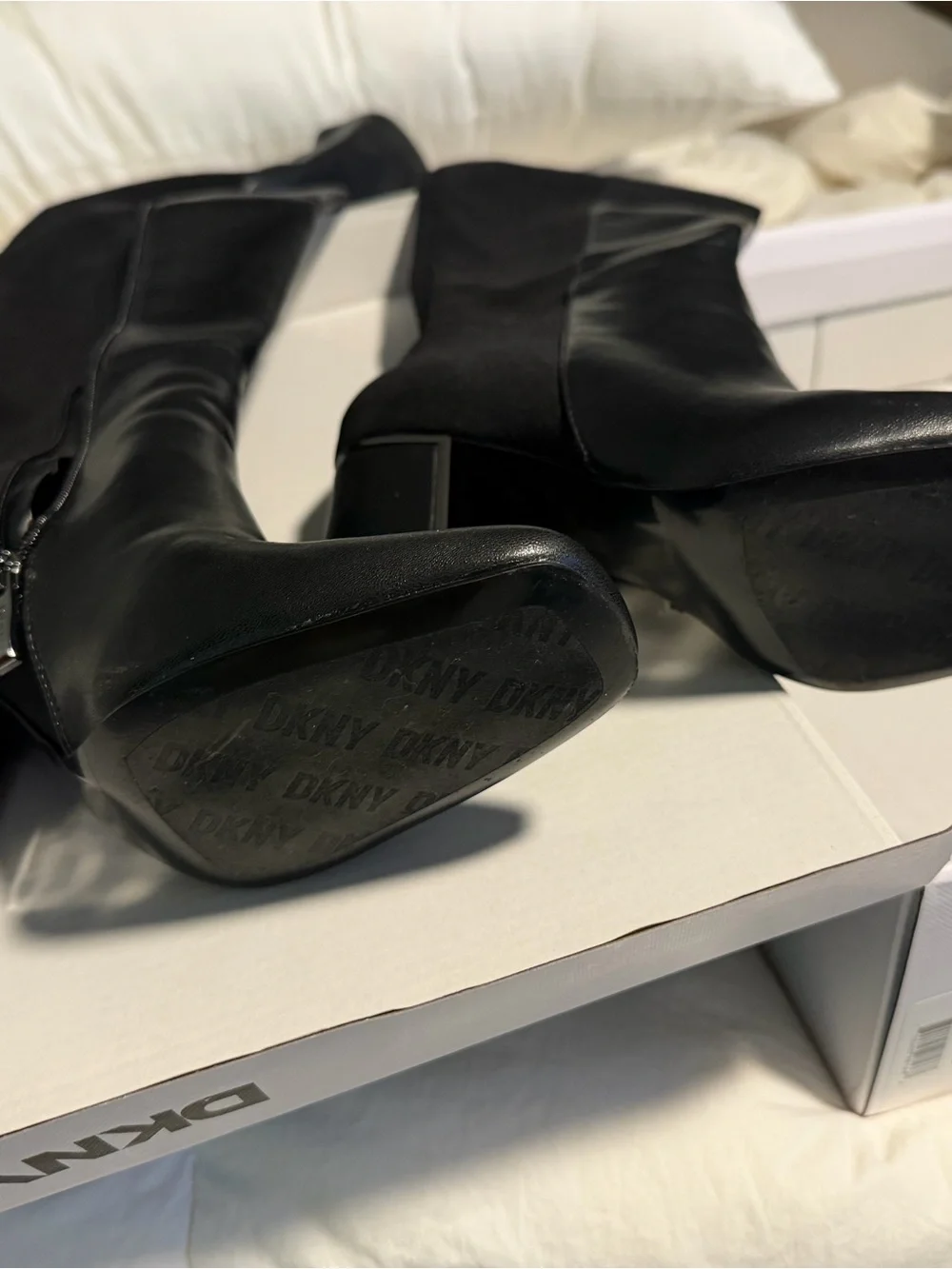 DKNY Black Over-the-Knee Block Heel Boots
